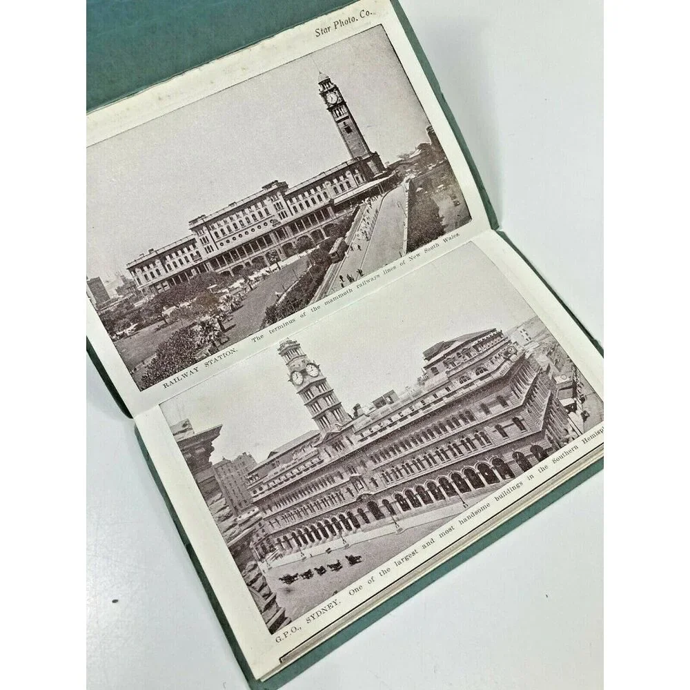 Sydney Australia Postcards 22 Picture Print Fold Out Unposted Blue Gold 1900s